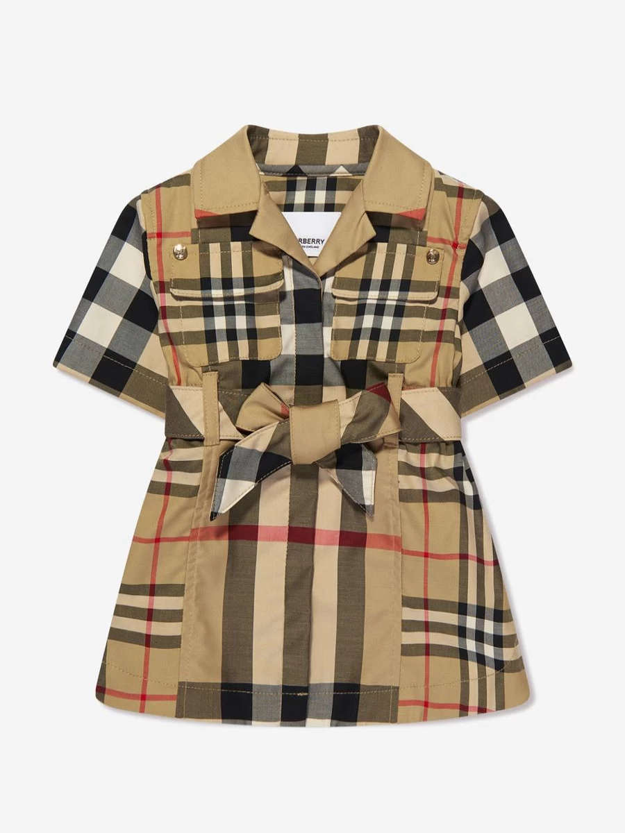 Burberry Kids Baby Girls Beige Mini Clotilde Check Dress
