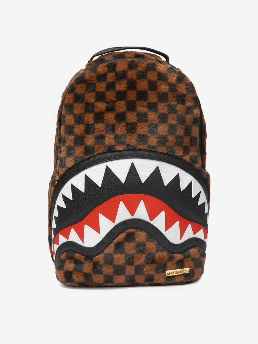 "Sprayground Boys Brown Kids Fur Sharks In Paris Backpack"
