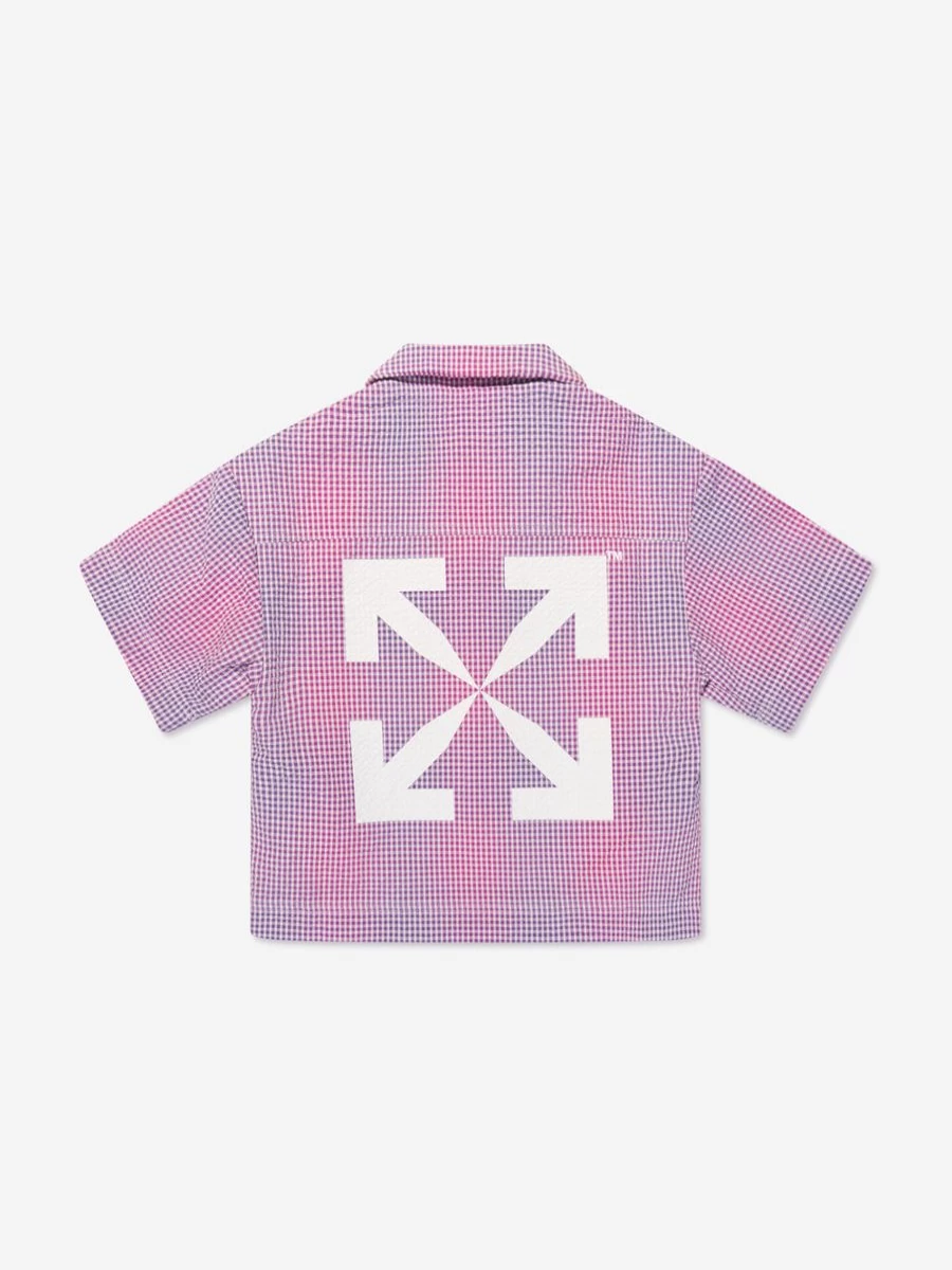Off-White Lilac Arrow Print Bowling Shirt for Teen Boys