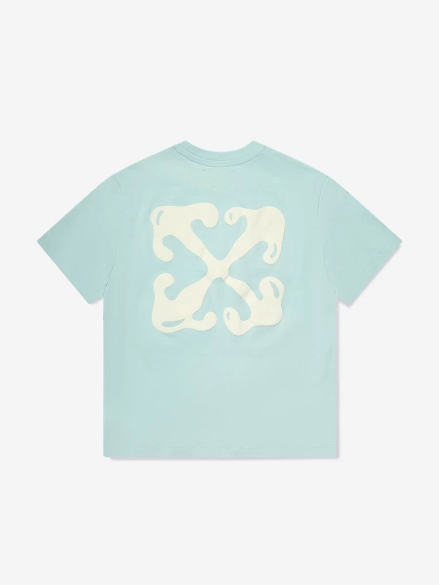 Off-White Boys' Arrow Graphic Blue T-Shirt | Casual Short Sleeve Tee