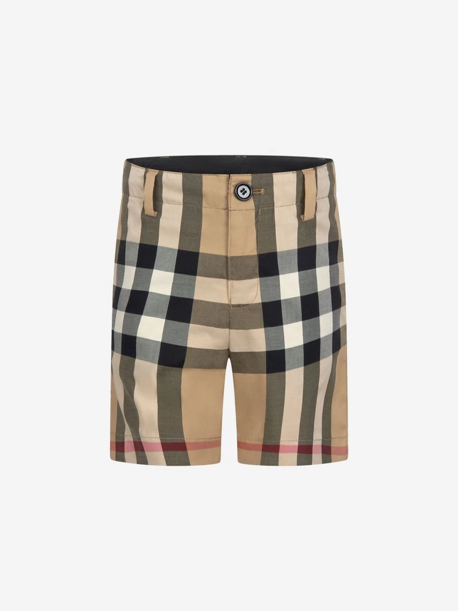 Burberry Kids Boys' Royston Check Beige Shorts | Classic Plaid Summer Shorts for Boys