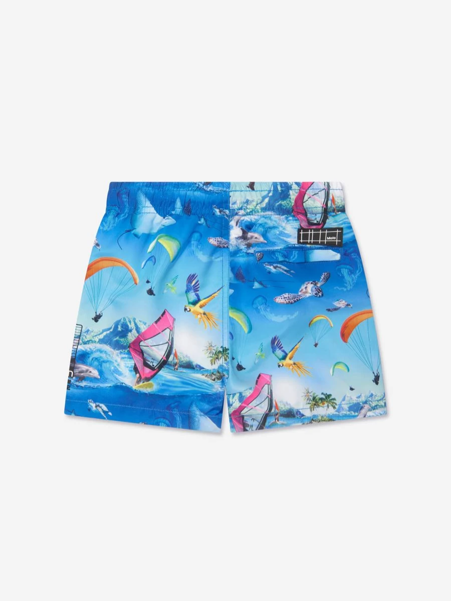 Molo Baby Boys Blue Ocean Print Niko Swim Shorts