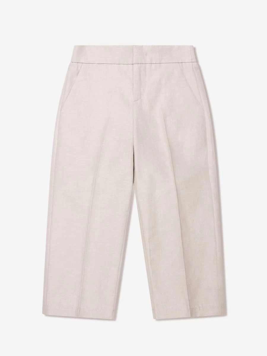 Fendi Kids Boys Beige Cotton Linen Trousers | Comfortable Summer Pants