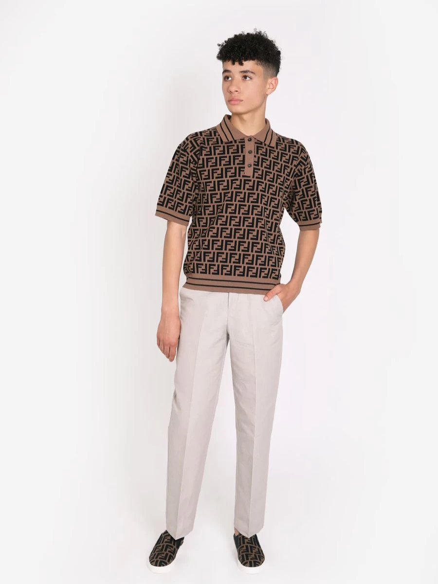 Fendi Kids Boys Beige Cotton Linen Trousers | Comfortable Summer Pants