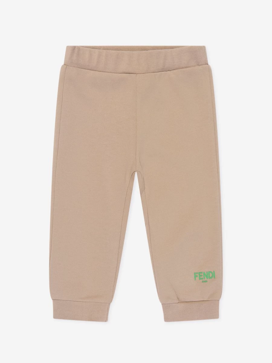 Fendi Kids Baby Beige Logo Joggers - Comfortable Cotton Pants for Infants