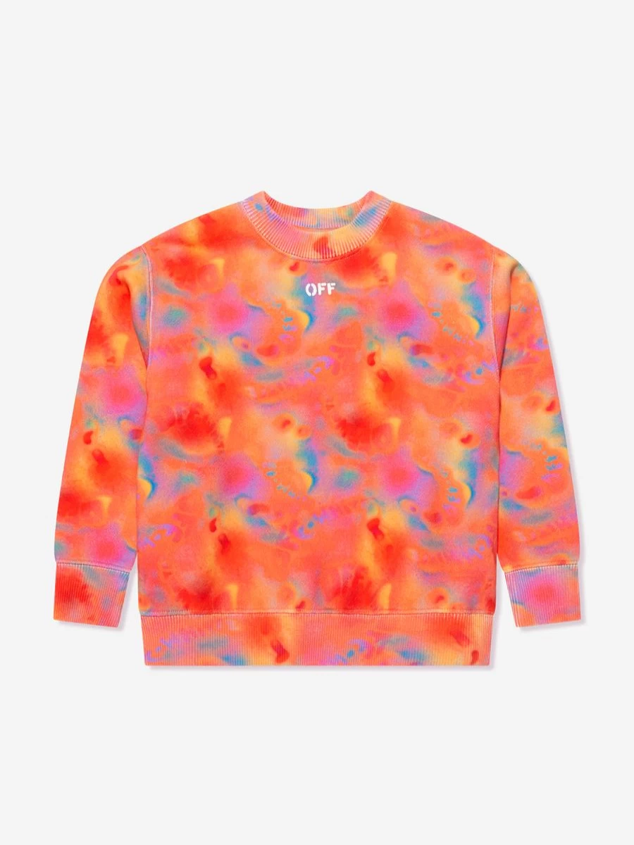 Off-White Girls Abstract Multicolor AOP Sweatshirt - Stylish Graphic Print Pullover