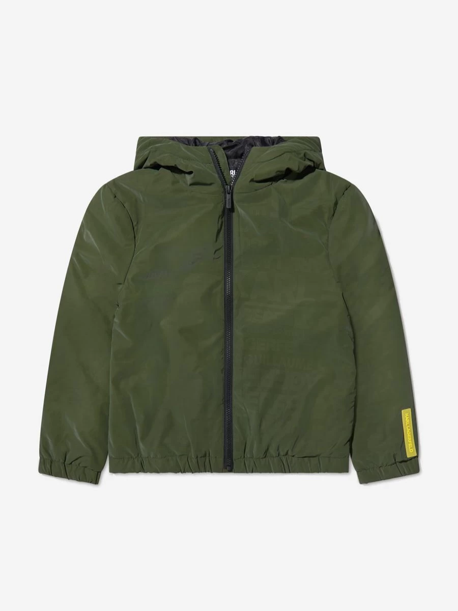 Karl Lagerfeld Boys' Logo Print Windbreaker Jacket for Kids | Stylish Lightweight Outerwear