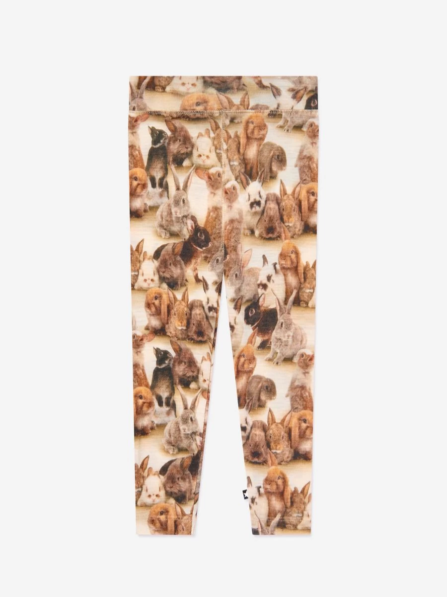 Molo Baby Girls' Beige Rabbit Print Leggings - Soft & Comfortable Toddler Pants