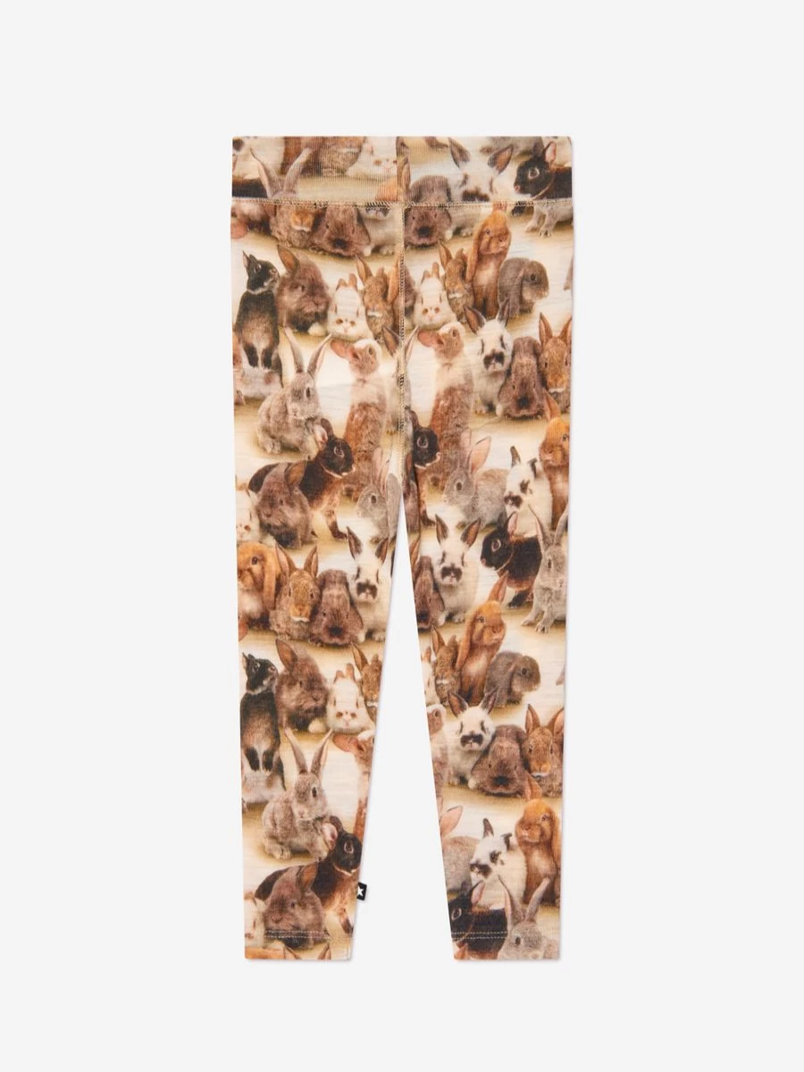 Molo Baby Girls' Beige Rabbit Print Leggings - Soft & Comfortable Toddler Pants