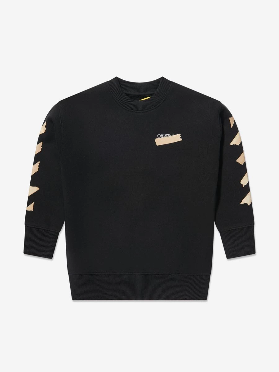 Off-White Black Arrow Graphic Paper Tape Sweatshirt for Teen Boys