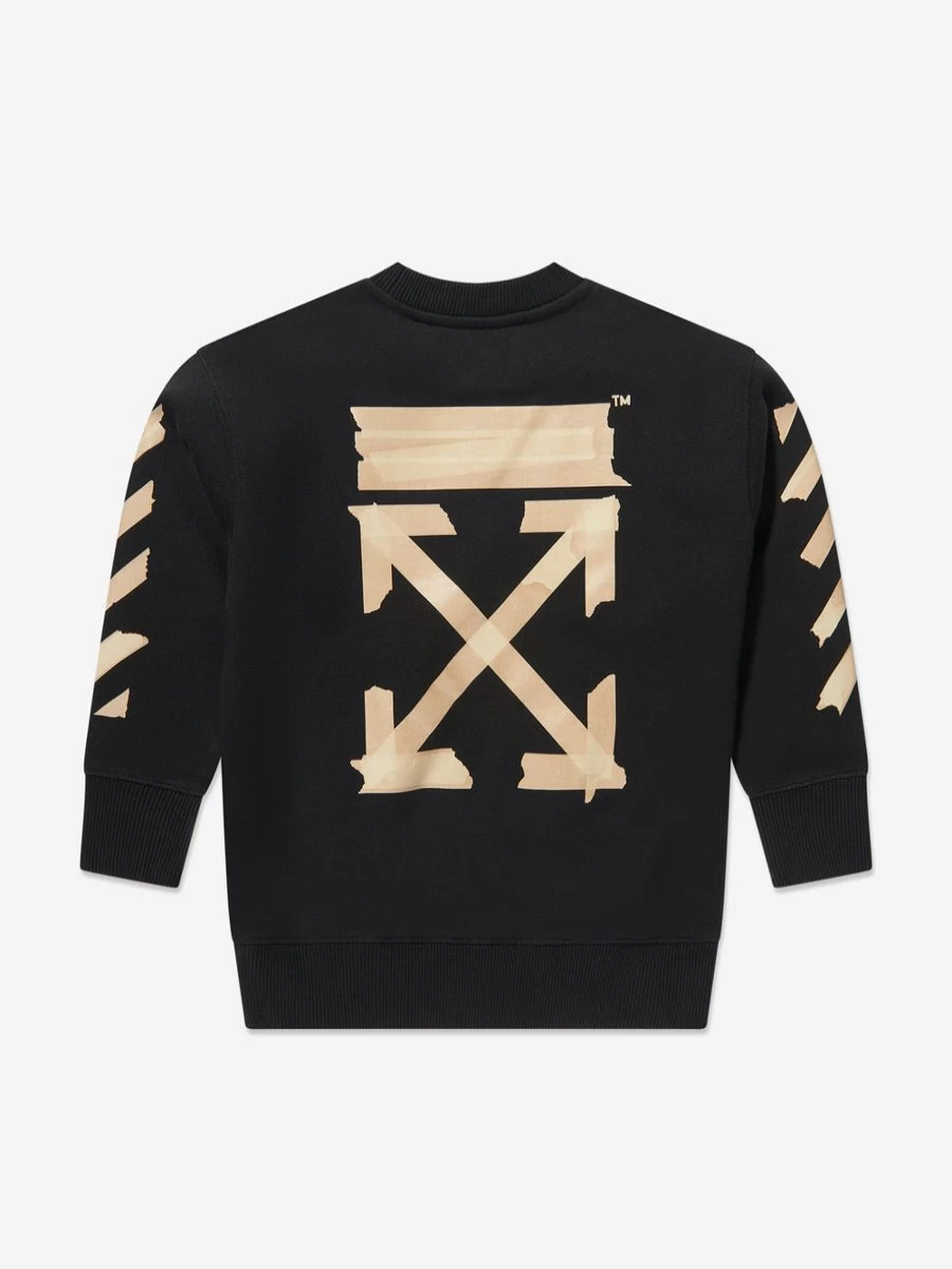 Off-White Black Arrow Graphic Paper Tape Sweatshirt for Teen Boys