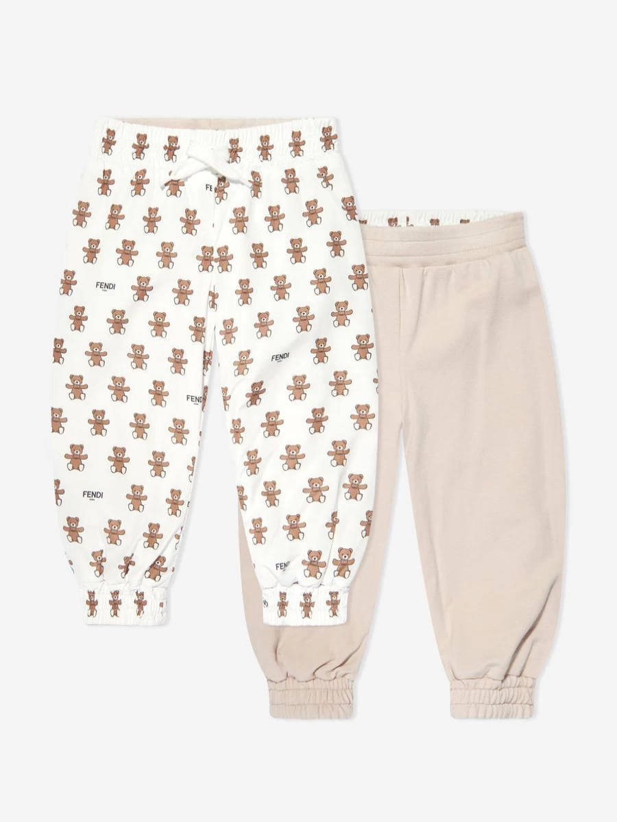 Fendi Kids Baby Bear Reversible Ivory Joggers for Infants