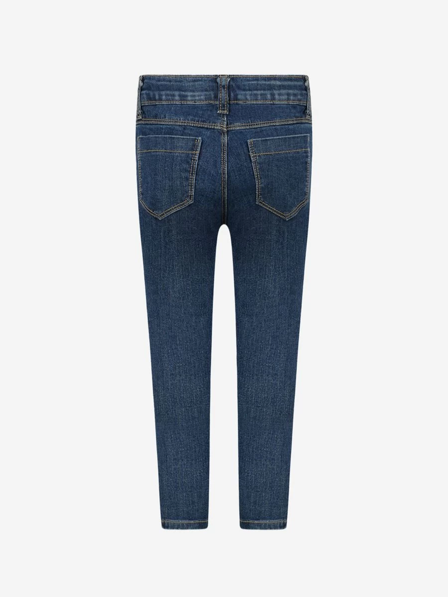 Paesaggino Girls' Denim Jeans with Bronze Butterfly Studs for Stylish Outfits