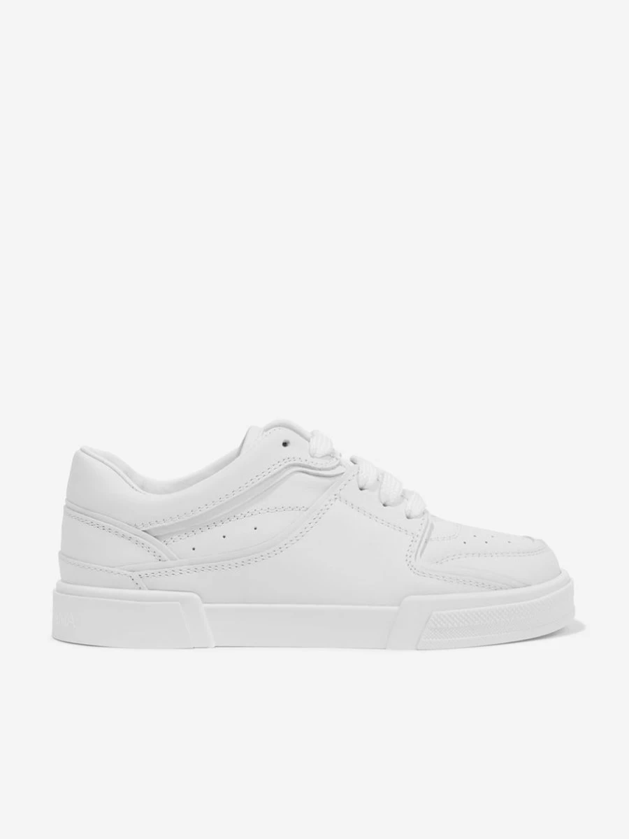 Dolce & Gabbana Kids Boys White Leather Logo Trainers Sneakers