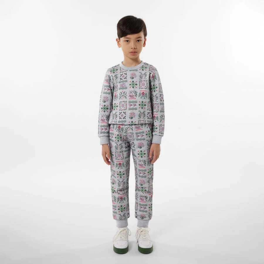 KENZO KIDS Boys Grey Seasonal Print Sweatshirt | Trendy Casual Pullover