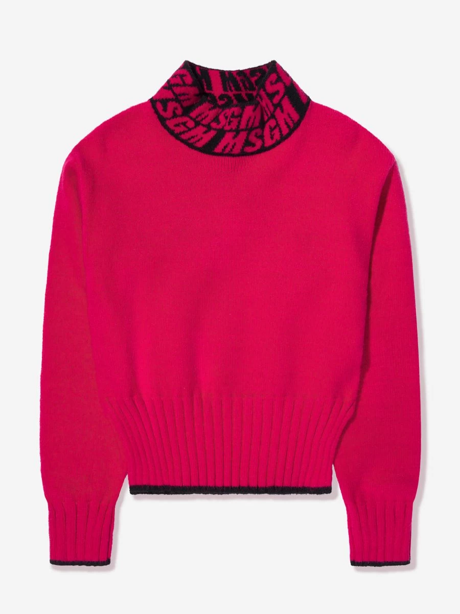 MSGM Pink Logo Jumper for Girls - Trendy Cotton Sweater