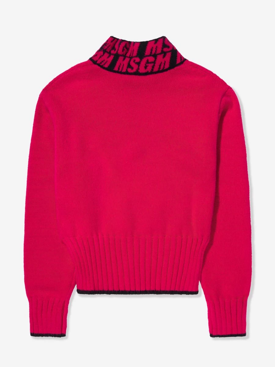 MSGM Pink Logo Jumper for Girls - Trendy Cotton Sweater