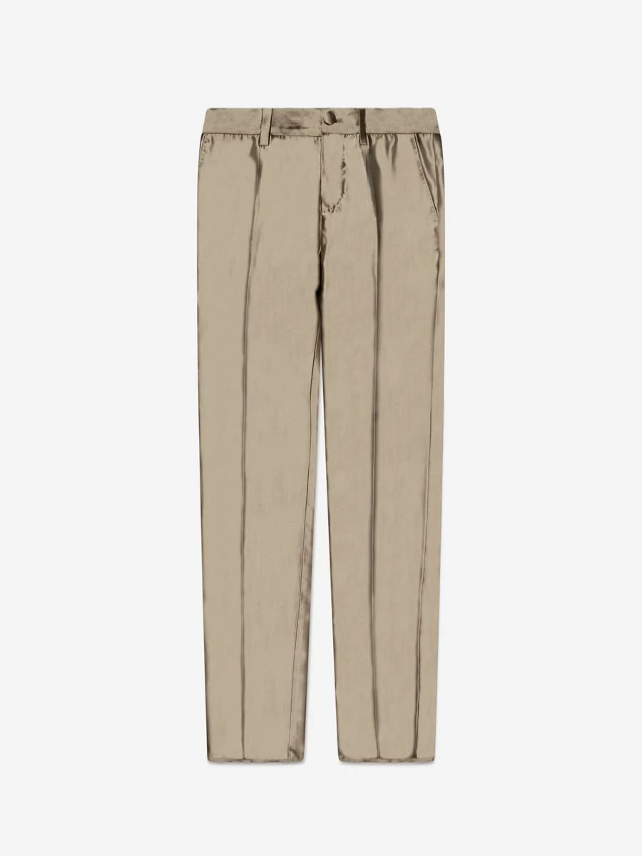 Dolce & Gabbana Kids Boys Luxury Gold Silk Suit Pants Formal Trousers