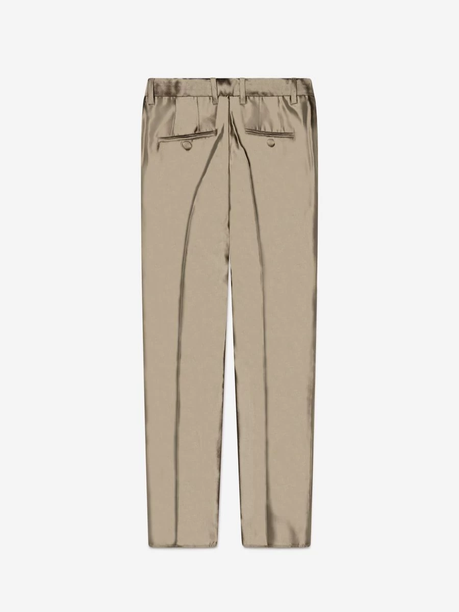 Dolce & Gabbana Kids Boys Luxury Gold Silk Suit Pants Formal Trousers