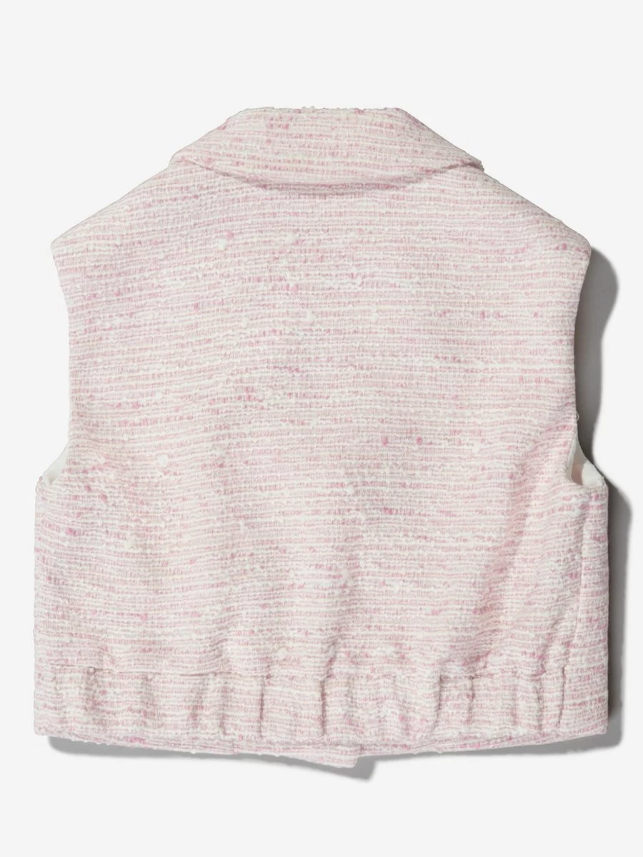 Monnalisa Girls Embellished Boucle Gilet - Stylish Knit Vest for Girls