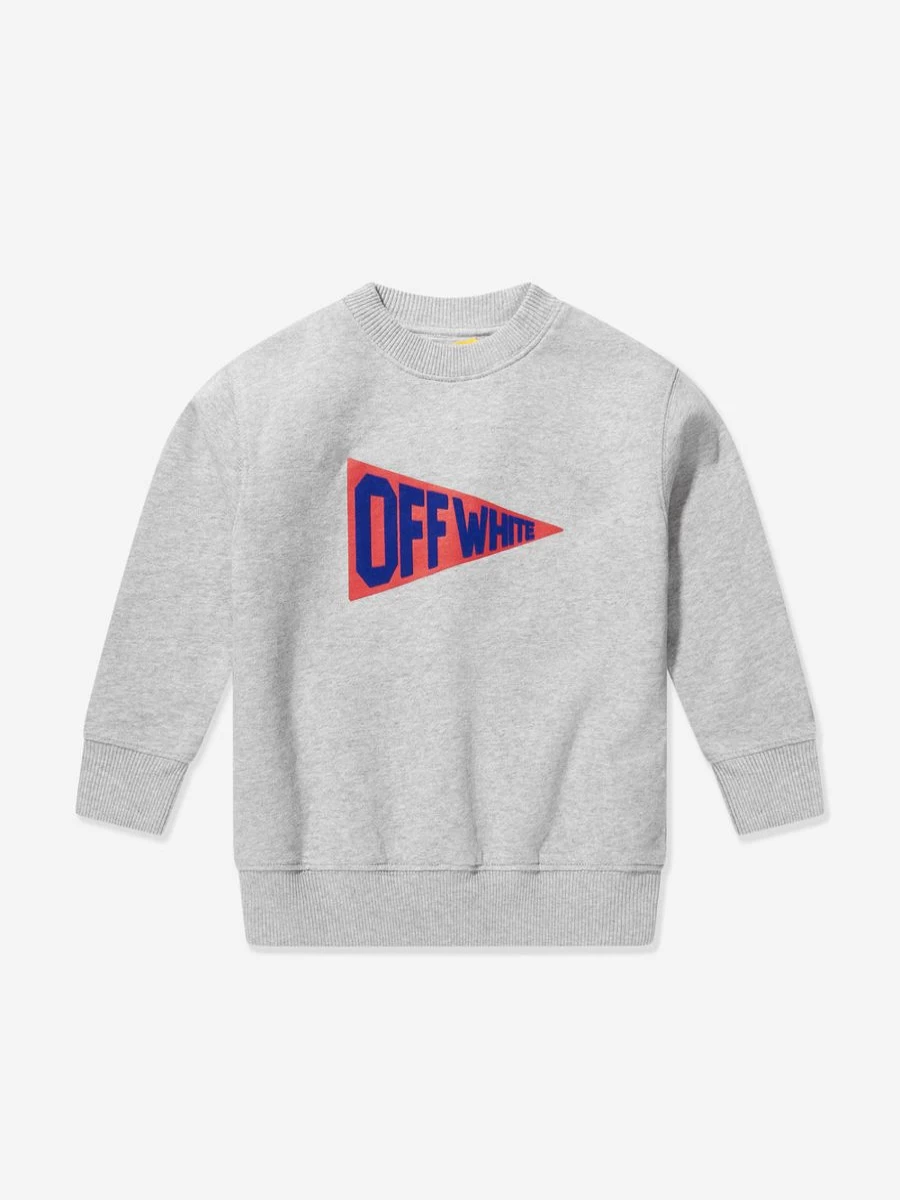 Off-White Teen Boys Grey Logo Flags Sweatshirt | Streetwear Pullover