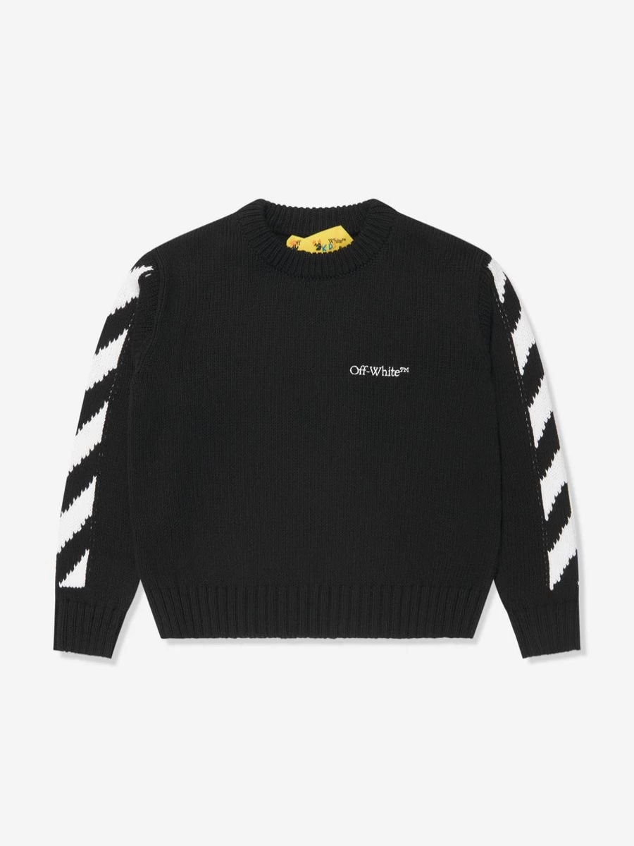 Off-White Classic Arrow Tab Sweatshirt for Teen Boys - Black Pullover Hoodie