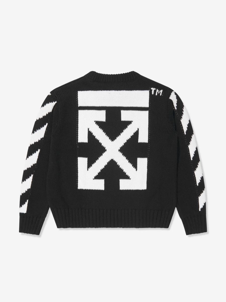 Off-White Classic Arrow Tab Sweatshirt for Teen Boys - Black Pullover Hoodie