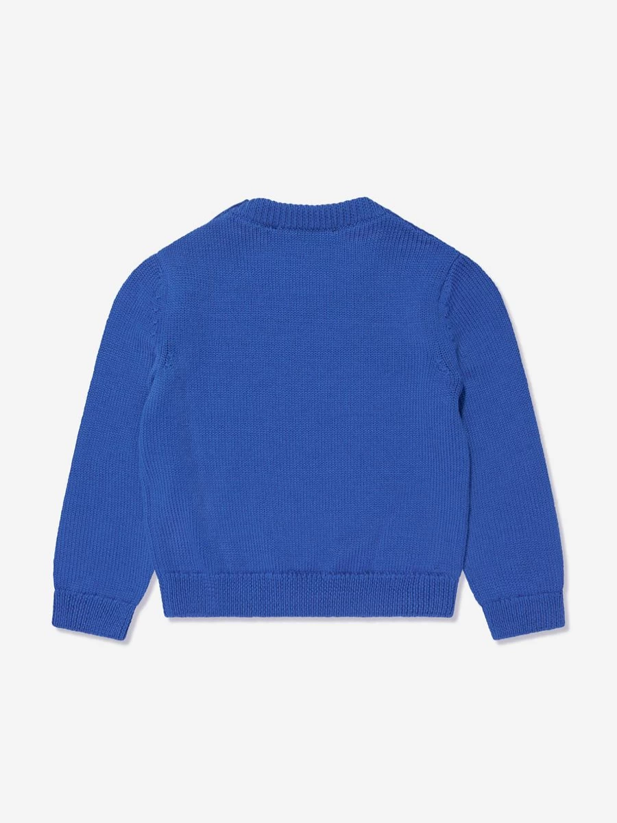 Versace Baby Boys Blue Logo Jumper - Designer Cotton Sweater for Toddlers