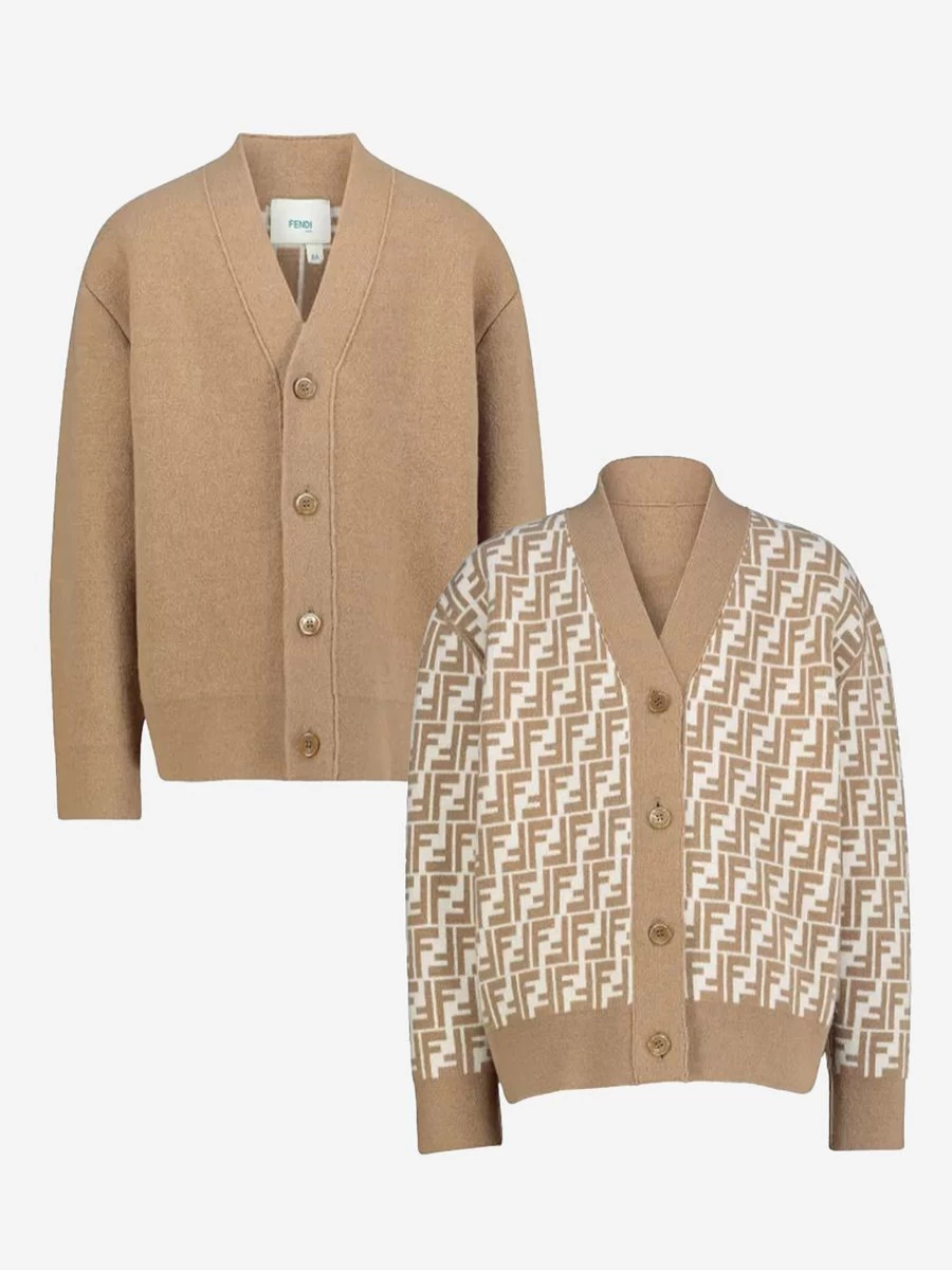 Fendi Girls' Wool Knit Cardigan for Kids - Soft Unisex Style