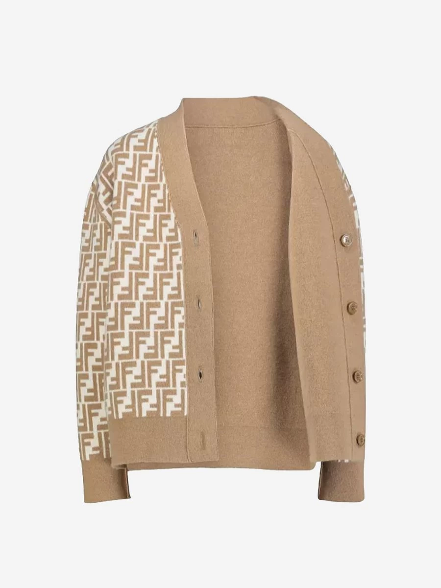 Fendi Girls' Wool Knit Cardigan for Kids - Soft Unisex Style