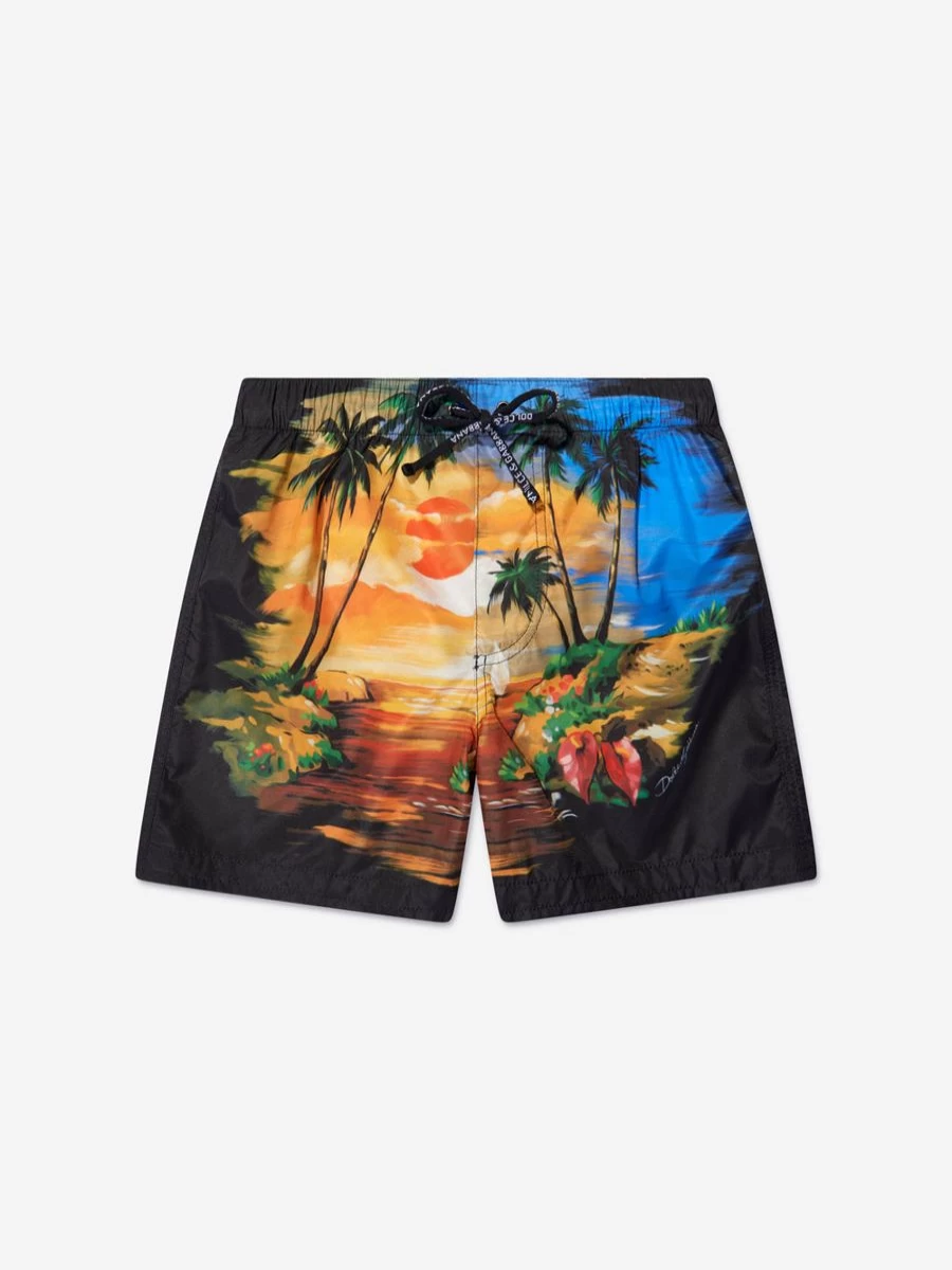 Dolce & Gabbana Kids Boys' Hawaiian Print Swim Shorts - Multicolor Beach Shorts for Boys