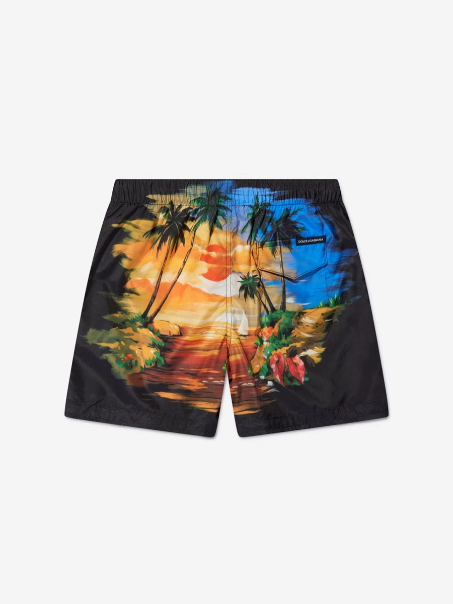 Dolce & Gabbana Kids Boys' Hawaiian Print Swim Shorts - Multicolor Beach Shorts for Boys