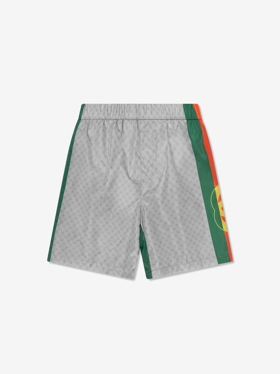Gucci Kids Boys' Grey Logo Swim Shorts for Summer Beachwear
