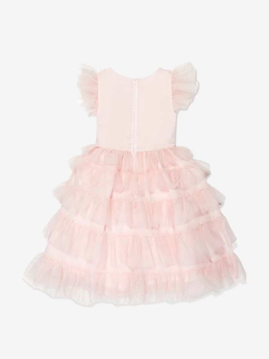 "Patachou Girls Pink Frilly Flower Dress - Elegant Floral Party Dress for Toddlers"
