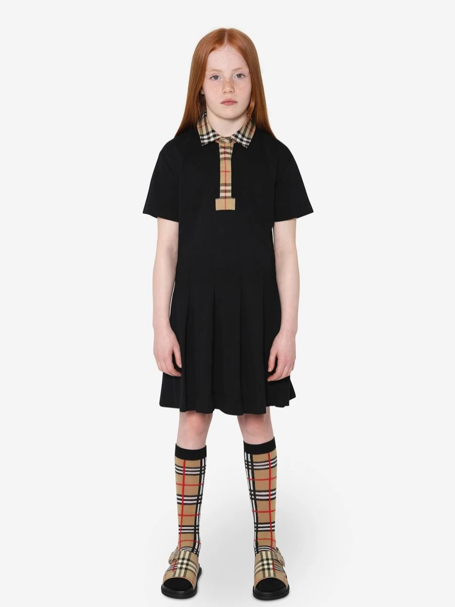 Burberry Kids Teen Girls Sigrid Black Polo Dress | Stylish Casual Wear