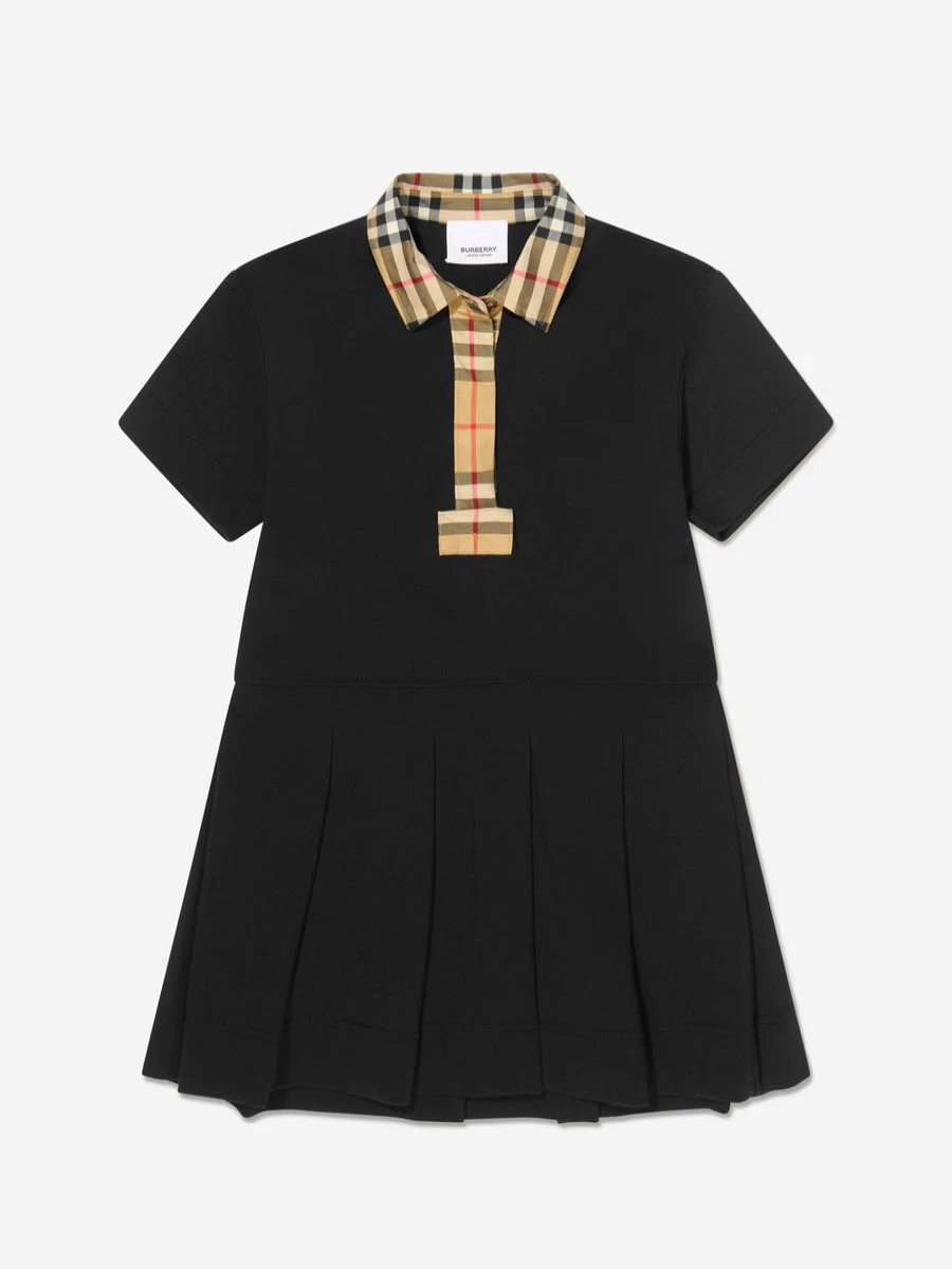 Burberry Kids Teen Girls Sigrid Black Polo Dress | Stylish Casual Wear
