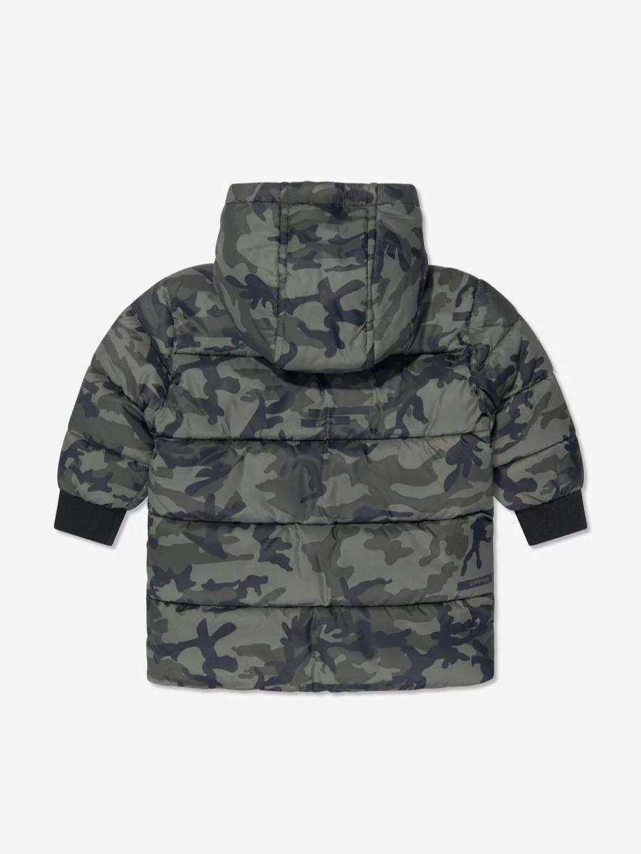 Timberland Boys' Green Camouflage Puffer Jacket for Toddlers and Kids