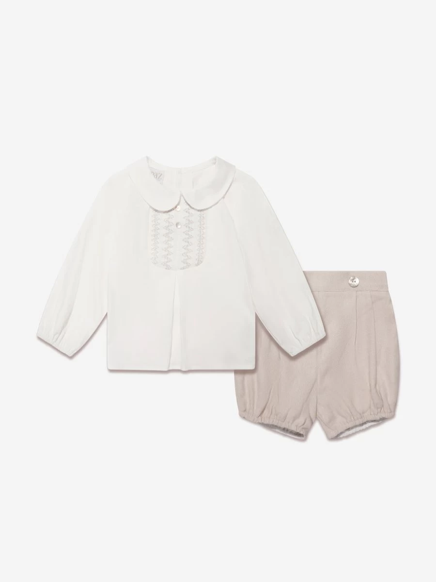 Paz Rodriguez Beige Baby Boy Outfit Set - Soft & Stylish Toddler Clothes