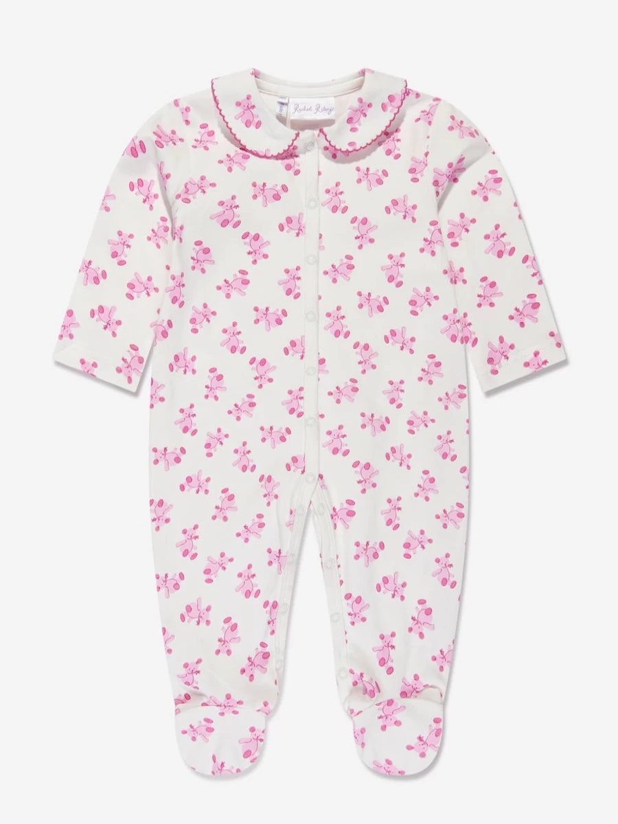 Rachel Riley White Teddy Babygrow for Baby Girls - Soft & Cozy Newborn Romper