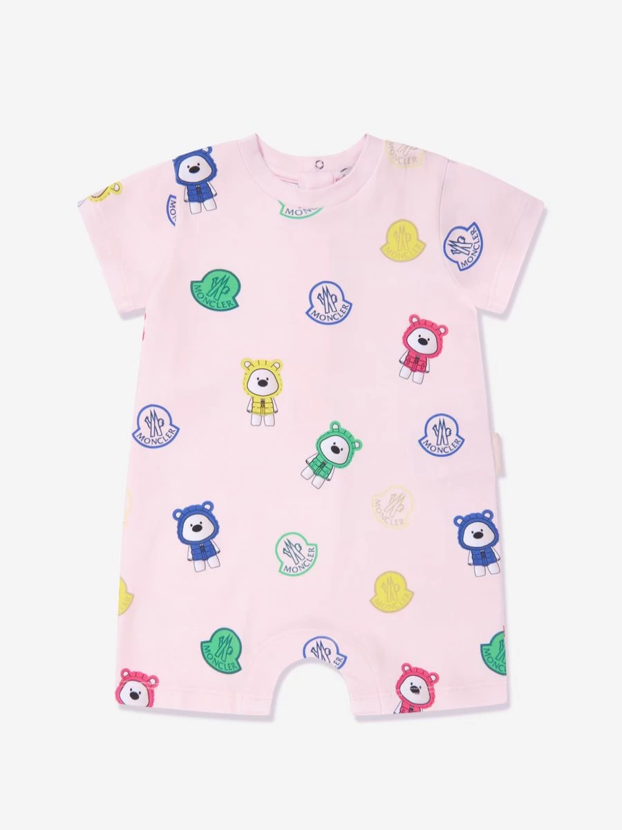 Moncler Enfant Baby Girls Pink Bear Print Romper - Cute & Comfortable Outfit