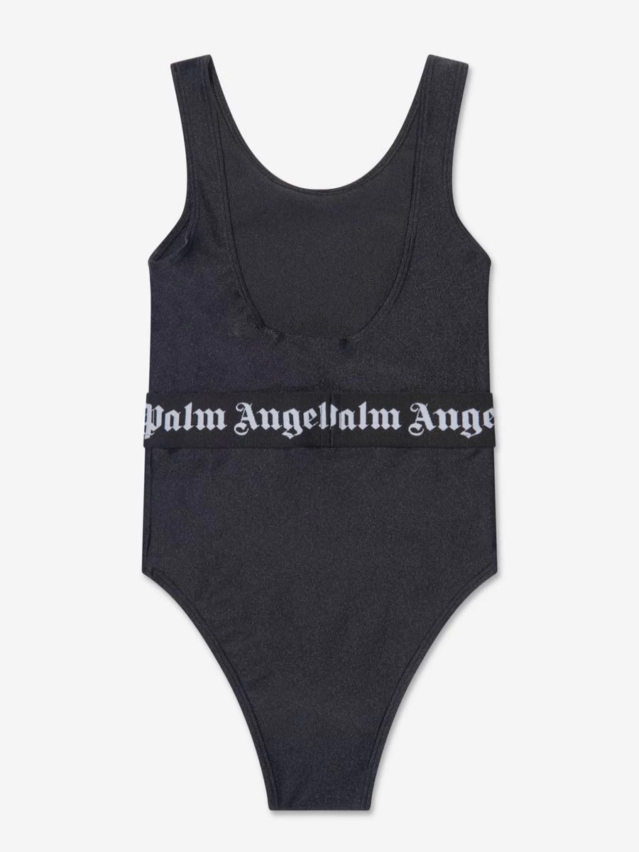 Palm Angels Girls Black Logo Band Swimsuit for Kids