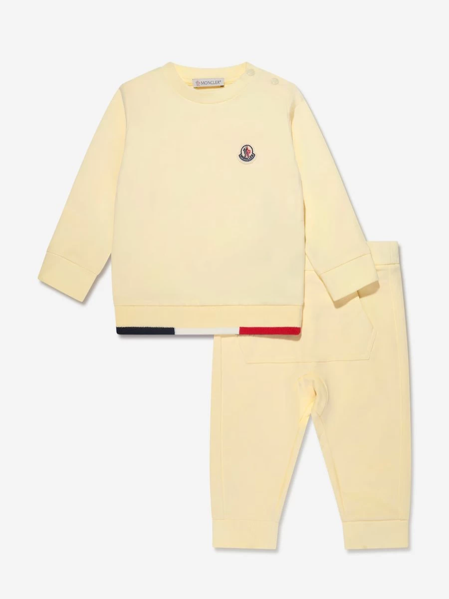 Moncler Enfant Baby Boys' Yellow Logo Embroidered Tracksuit Set