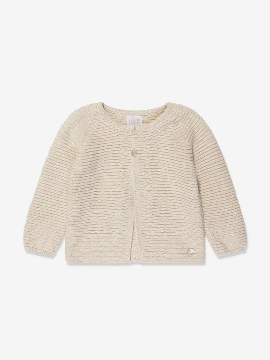 Paz Rodriguez Beige Baby Knitted Cardigan – Soft & Cozy Newborn Sweater