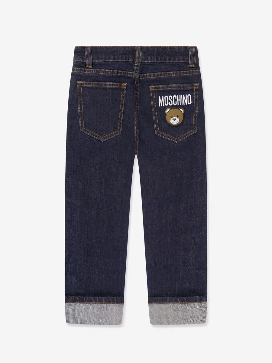 Moschino Kids Boys Blue Slim Fit Teddy Bear Jeans