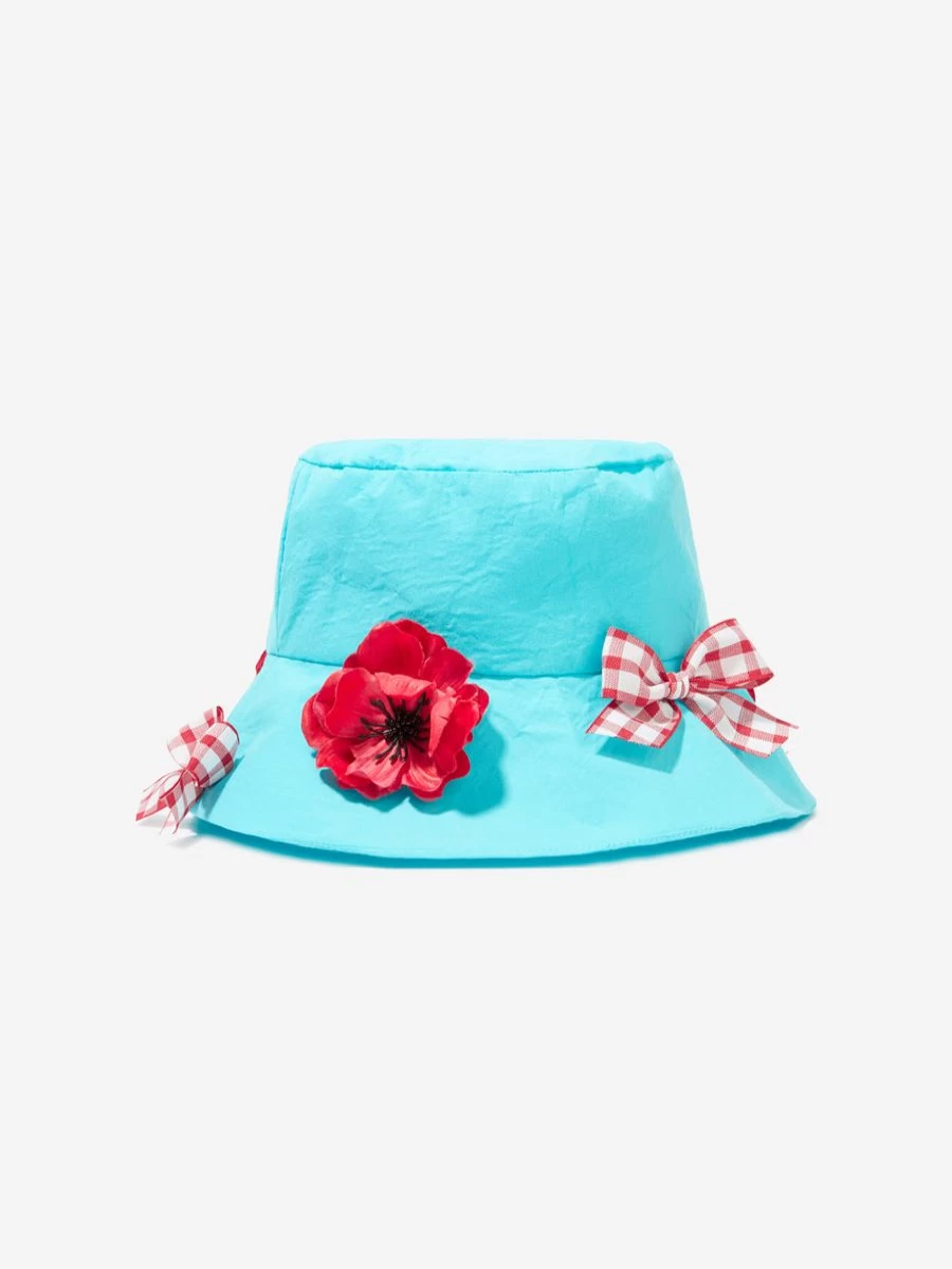 "Selini Action Blue Poppy & Bows Bucket Hat for Teen Girls"