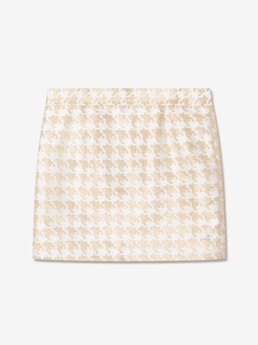 Angels Face Girls Gold Houndstooth Aleta Skirt for Kids Fashion