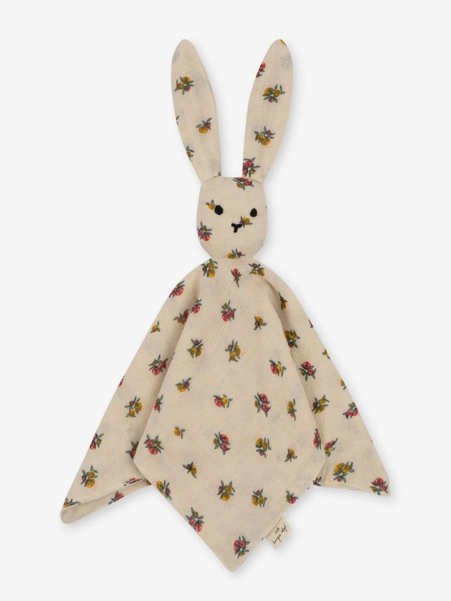 Konges Slojd Baby Girls Peony Floral Sleepy Rabbit Lovey Comfort Blanket (33.5cm) - Soft Nursery Security Blanket for Infants