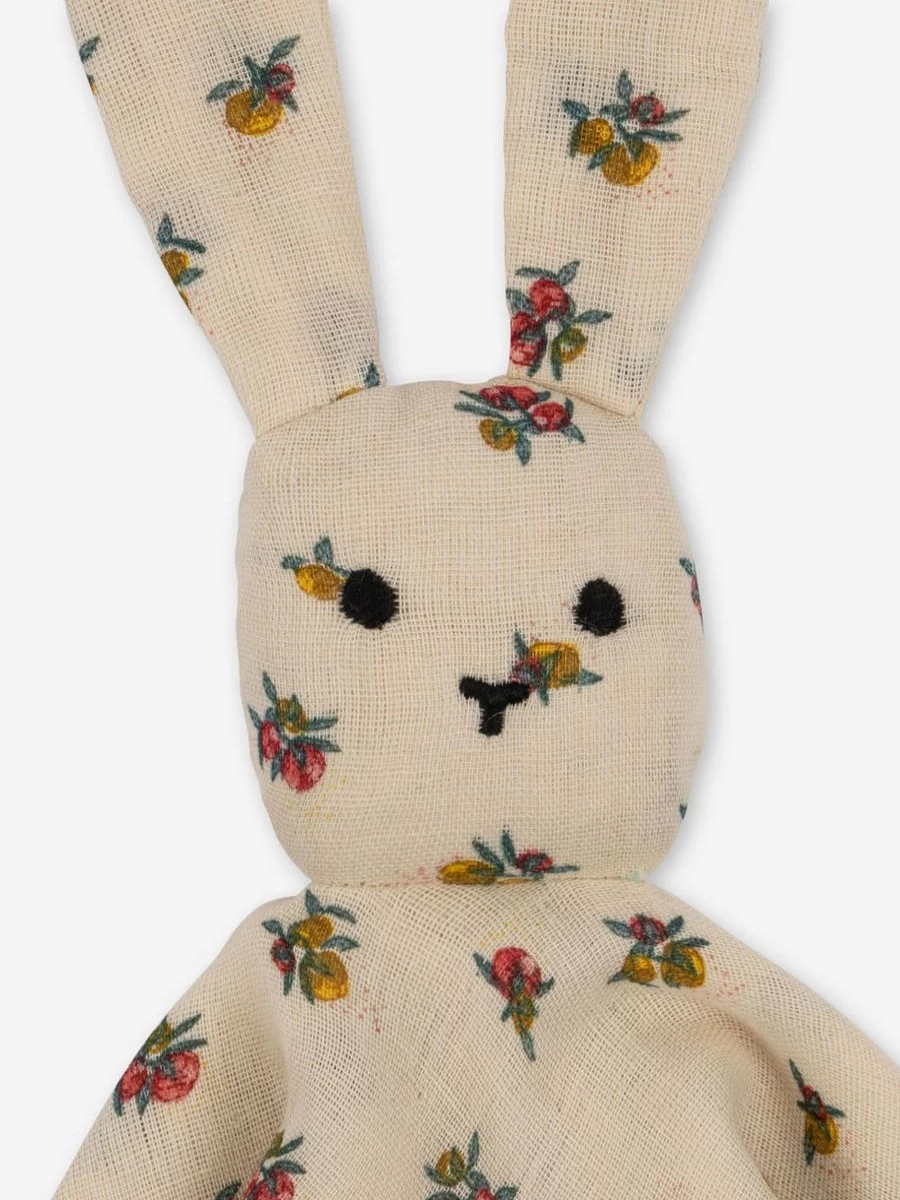 Konges Slojd Baby Girls Peony Floral Sleepy Rabbit Lovey Comfort Blanket (33.5cm) - Soft Nursery Security Blanket for Infants