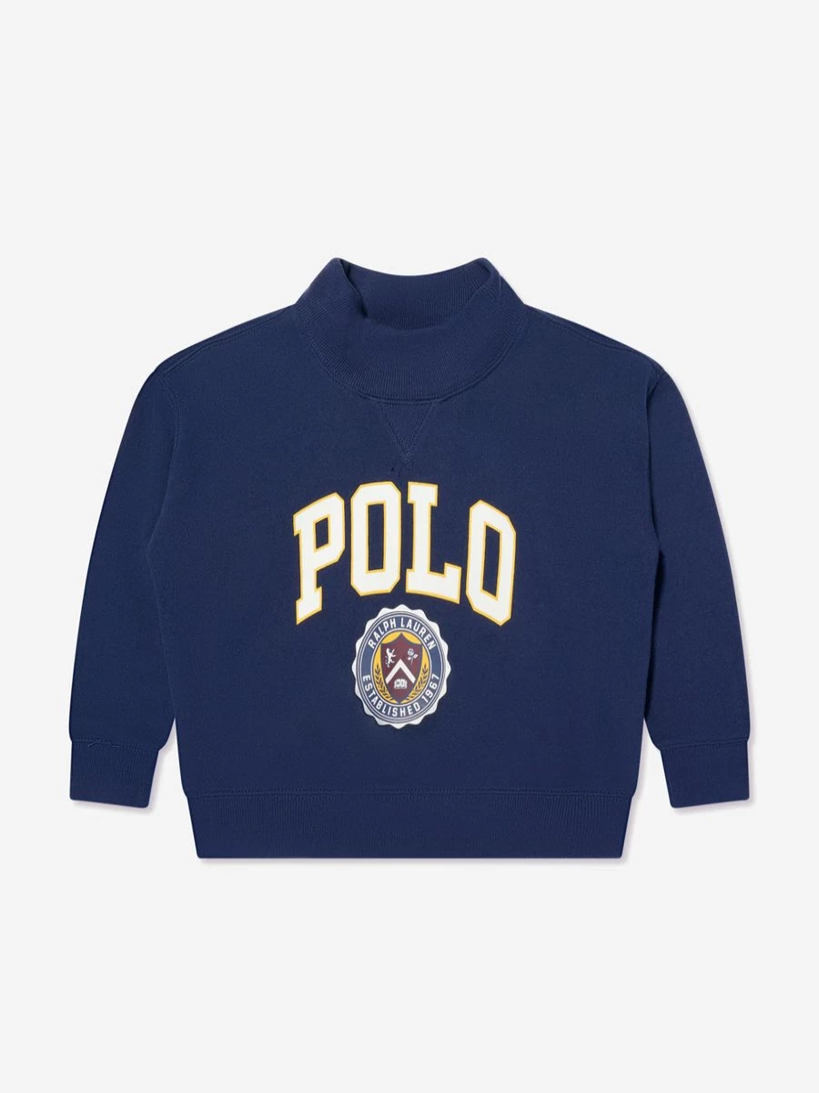 Ralph Lauren Kids Girls Navy Varsity Polo Sweatshirt