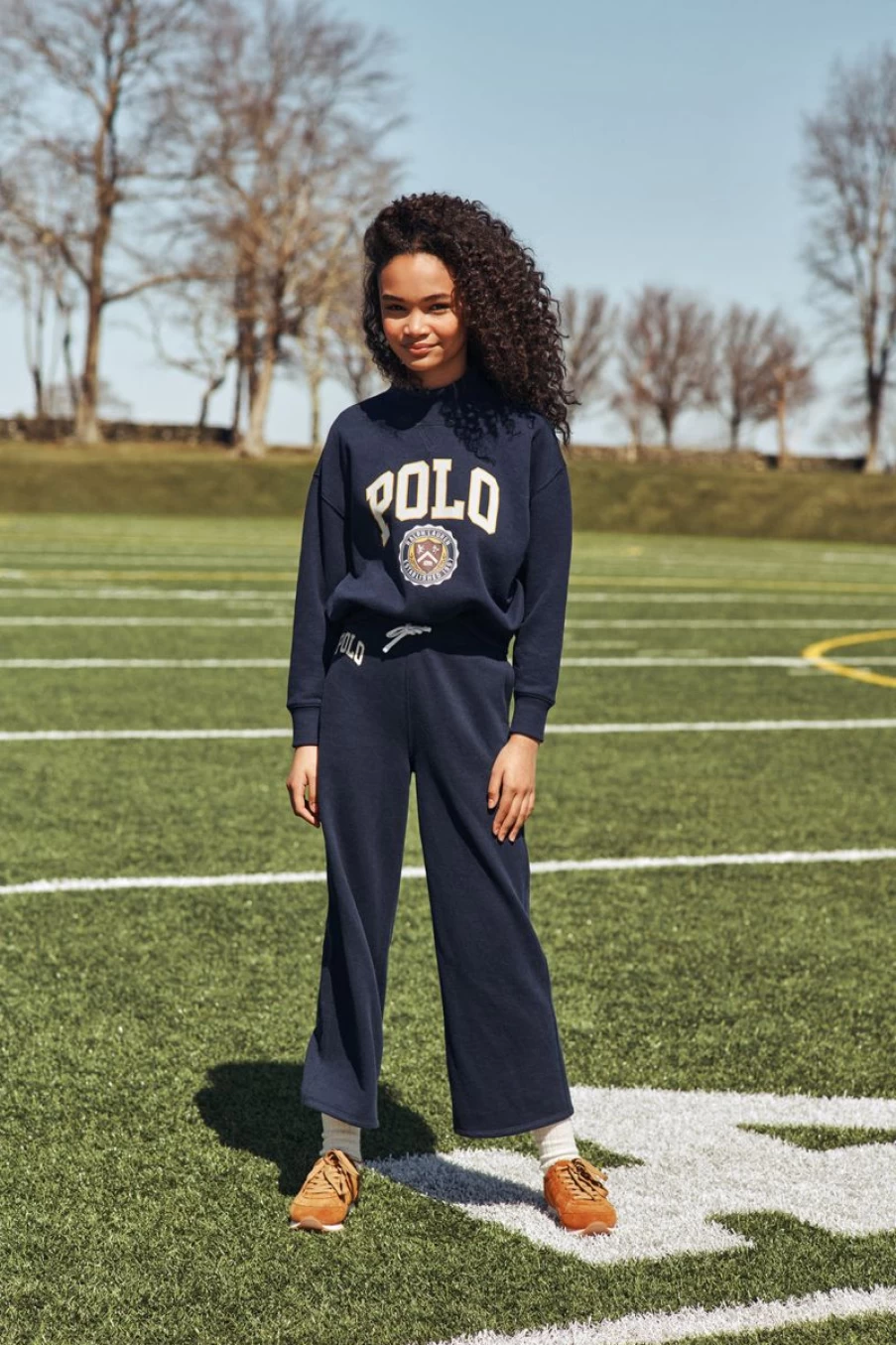 Ralph Lauren Kids Girls Navy Varsity Polo Sweatshirt
